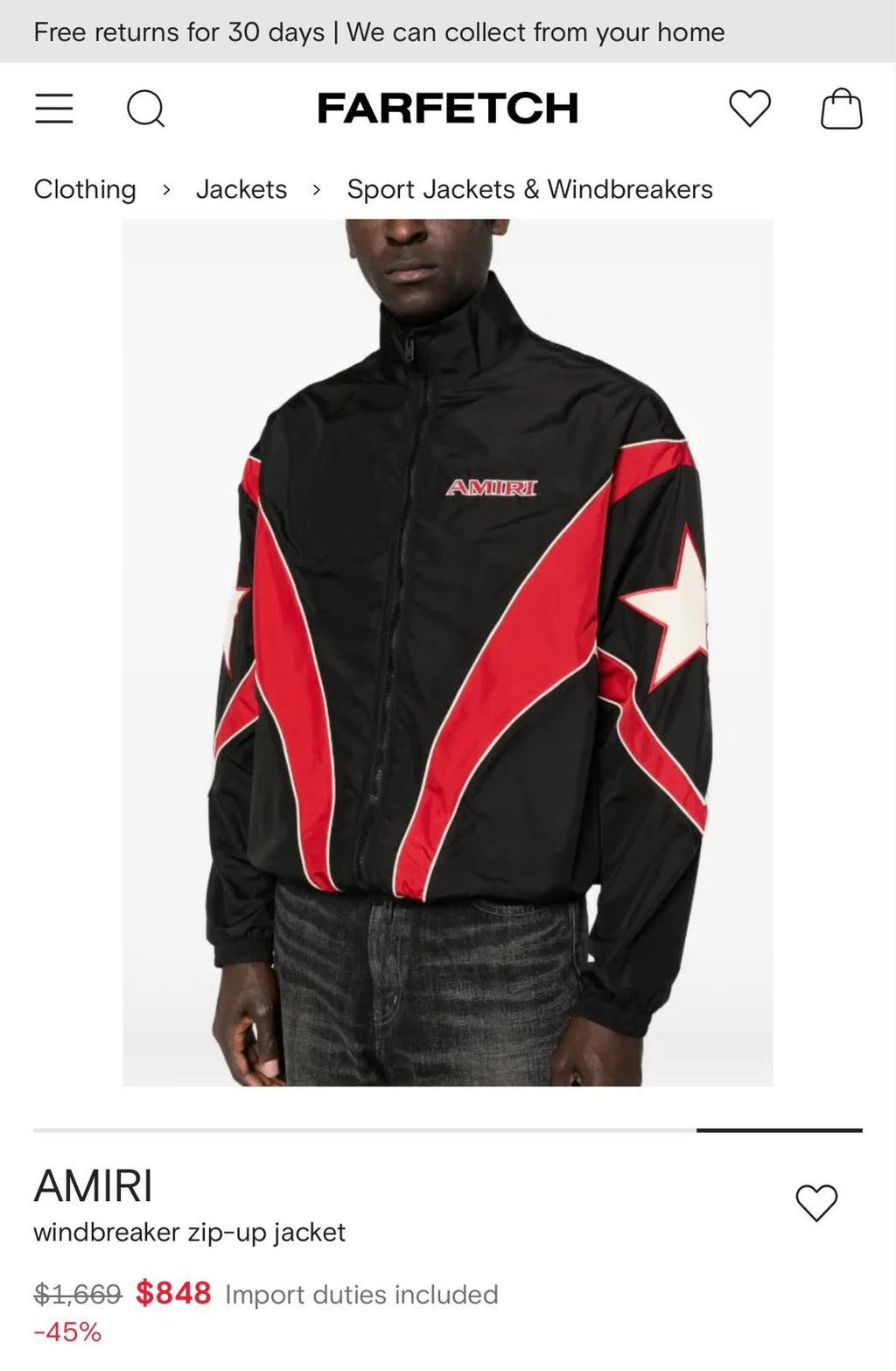 AMIRI IMPORTED FABRIC KARAN AUJLA EDITION VERY PREMIUM WINDBREAKER JACKET
