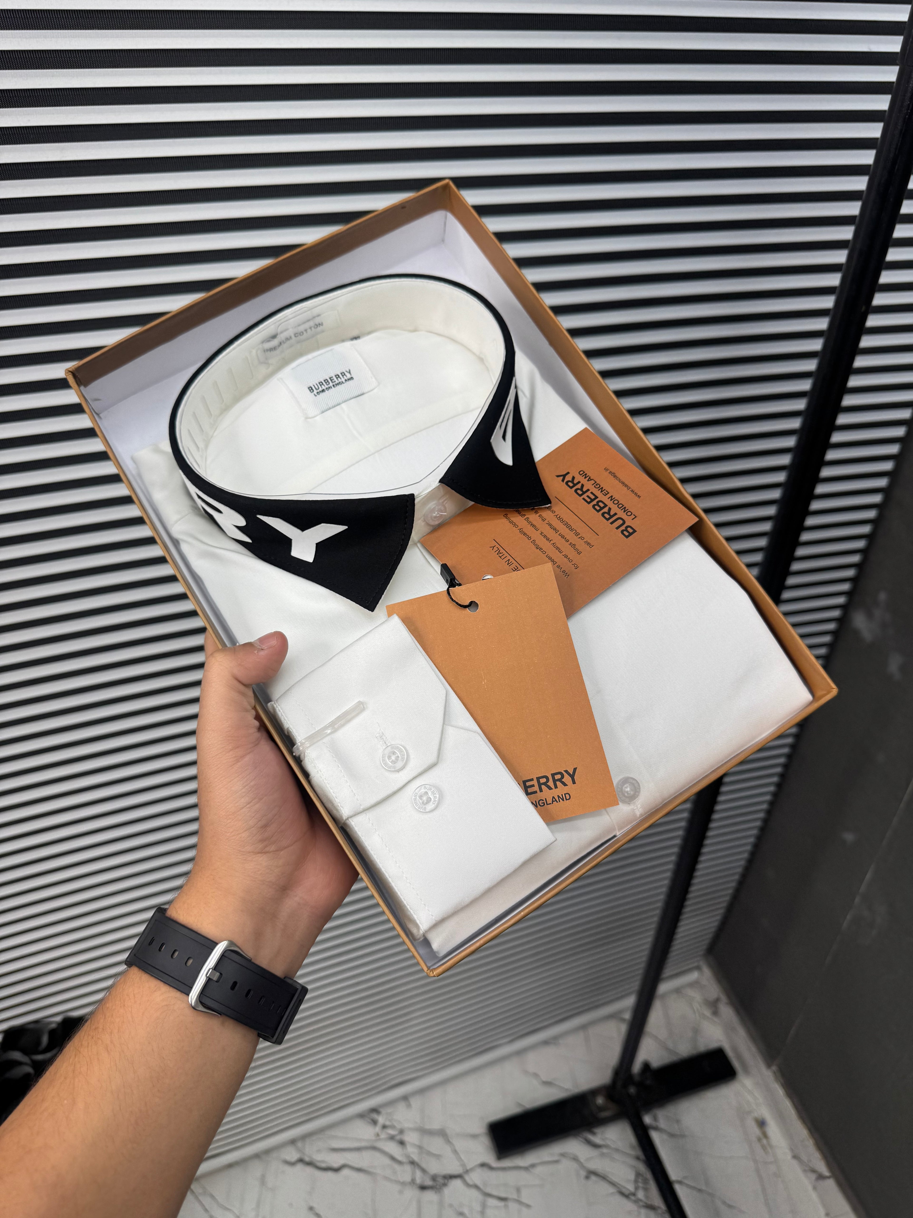 Burberry White Shirt (Cotton Lycra) With OG Box