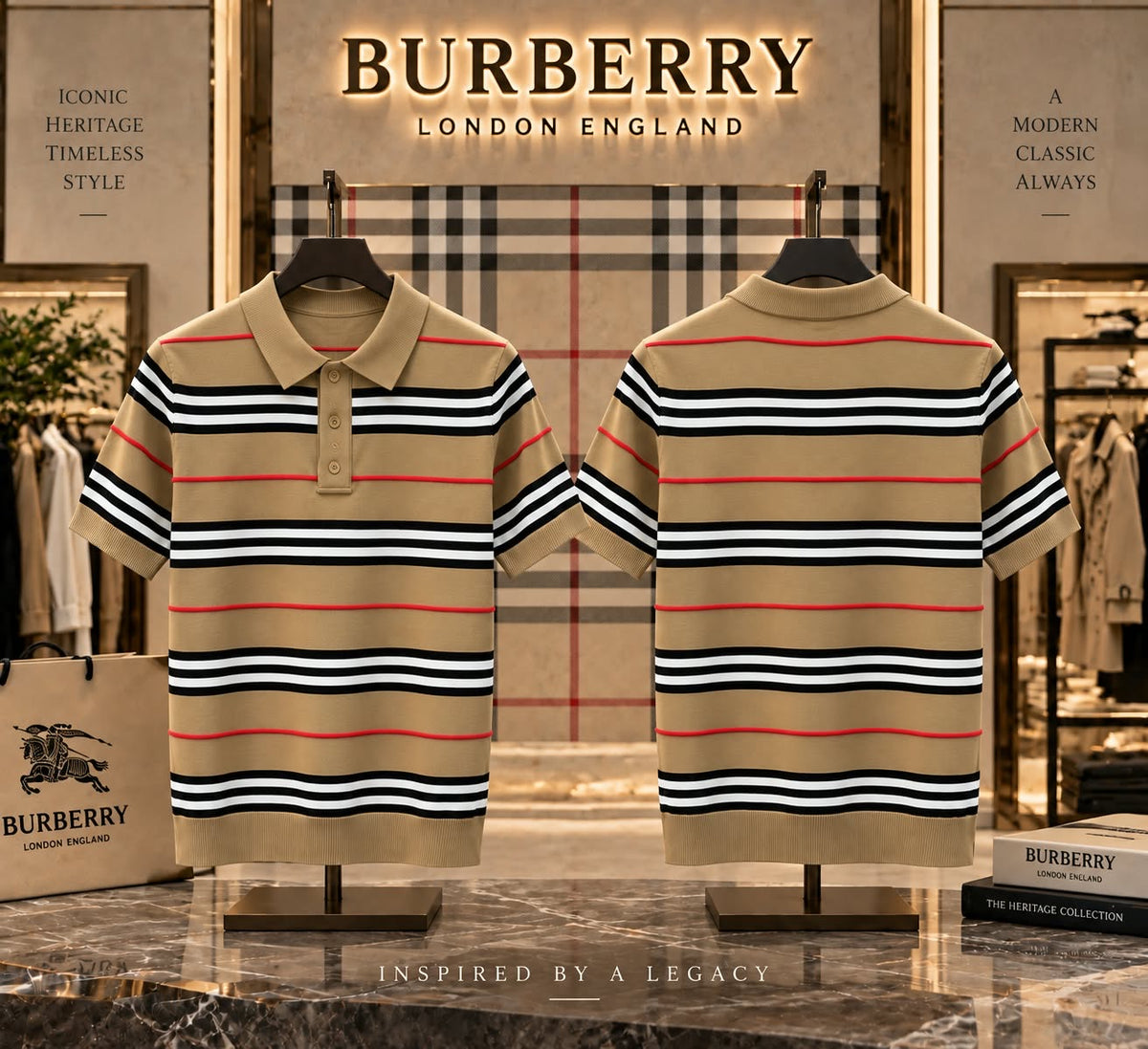 Burberry Inspired 100% Imported Surplus Cotton Lycra Fabric Very Premium Heavy Quality Polo Neck Tshirt