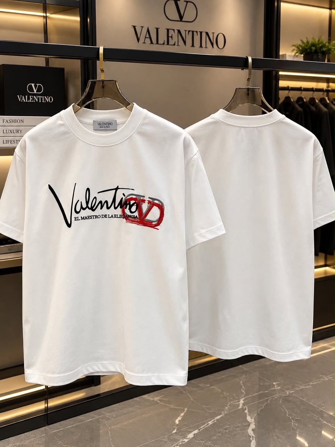 Valentino 100% Imported Heavy GSM Fabric Ultra Premium Surplus Quality Very Premium Luxury Round Neck Tshirt