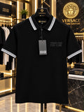 Versace 100% Imported Cotton Lycra Fabric Very Premium Polo Neck Tshirt
