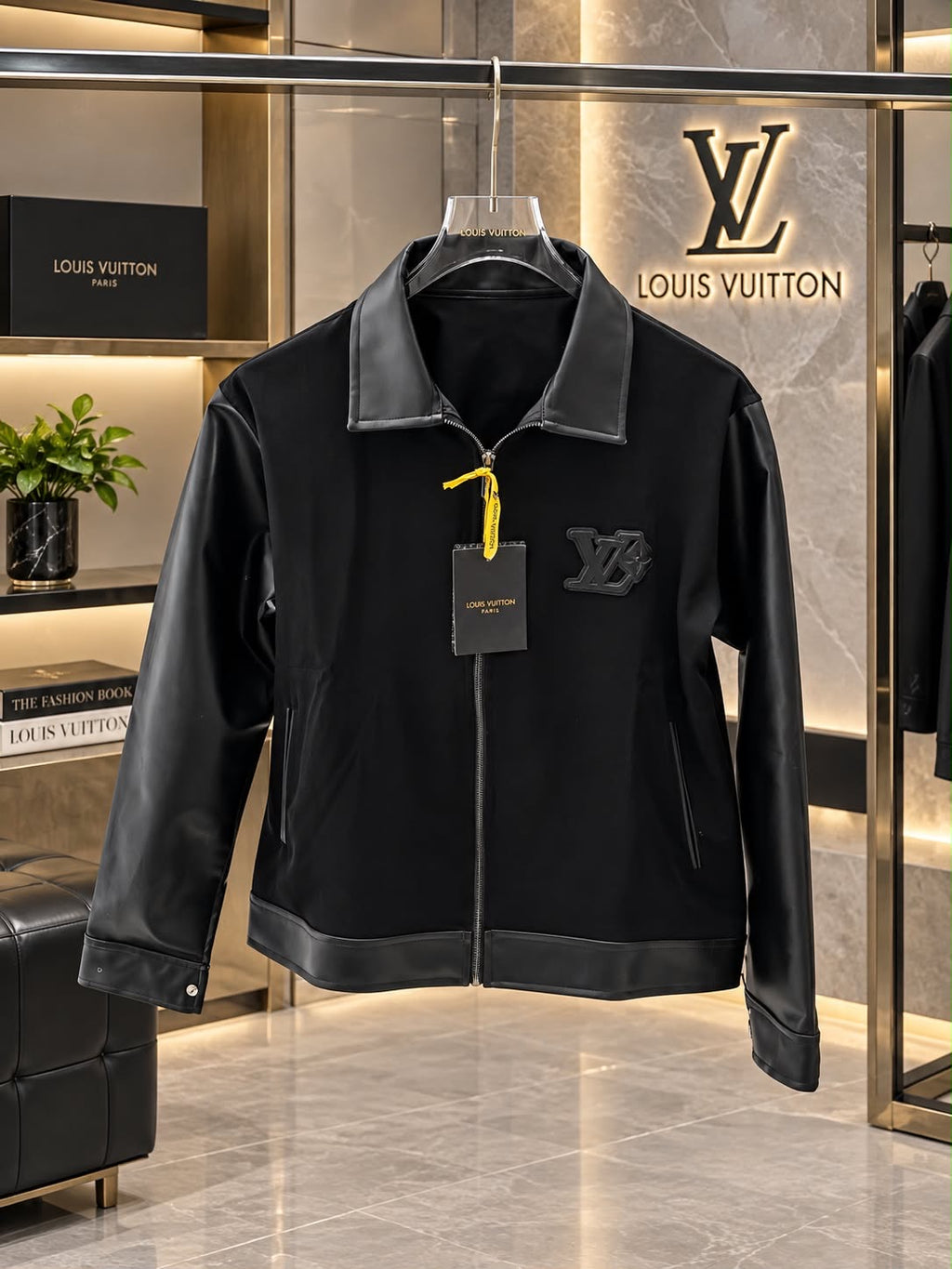 Louis Vuitton 100% Imported Front Heavy Patch Leather Fabric Very Premium Designer Jacket