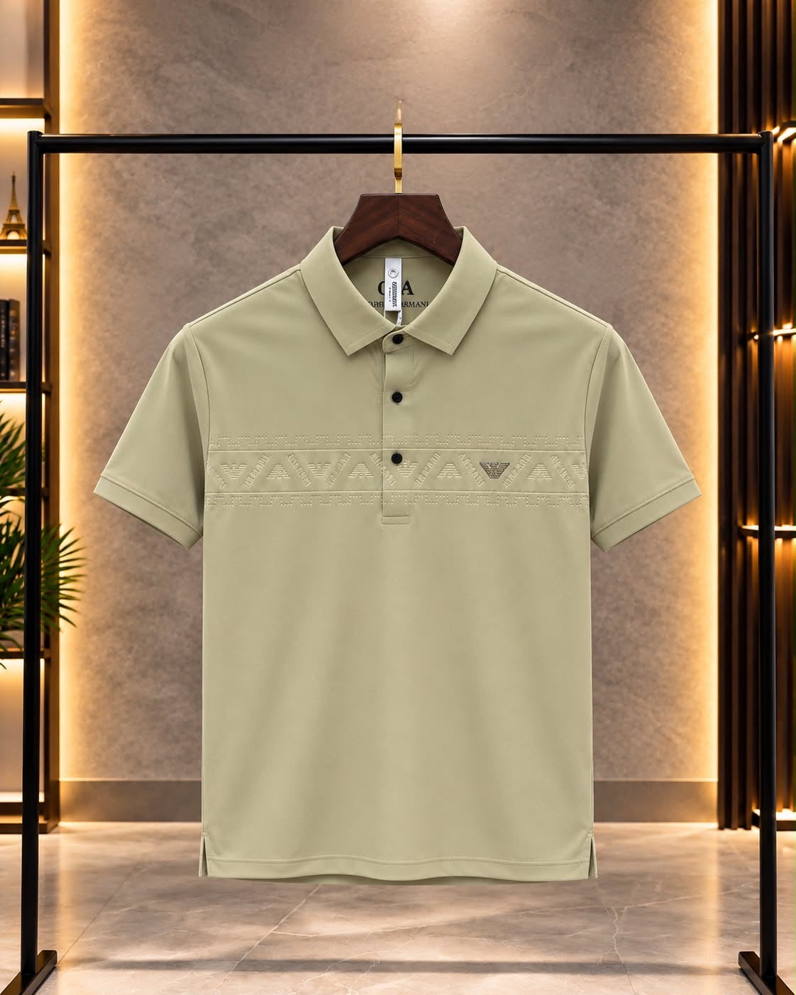 Georgio Armani 100% Imported Stichless Fabric Printed Very Premium Polo Neck Tshirt