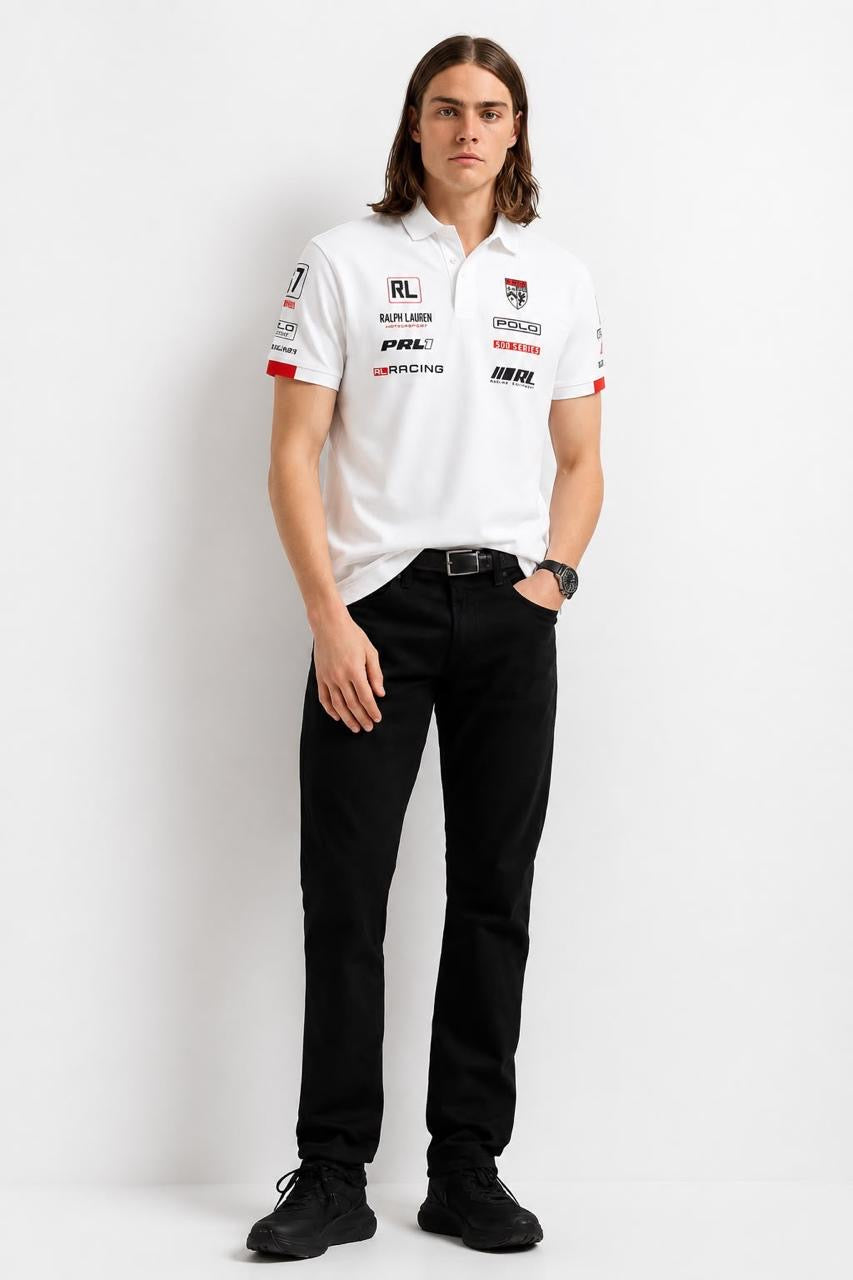 Ralph Lauren Polo Motorsport Racing Series 100% Imported Matty Cotton Lycra Fabric Very Premium Polo Neck Tshirt