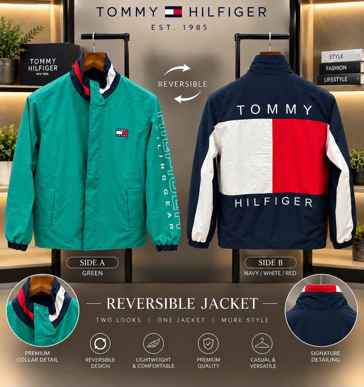 Tommy Hilfiger Imported Fabric Very Premium Windcheater Reversable Jacket
