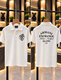 Armani Exchange 100% Imported Cotton Lycra Fabric Front Back Printed Very Premium Polo Neck Tshirt