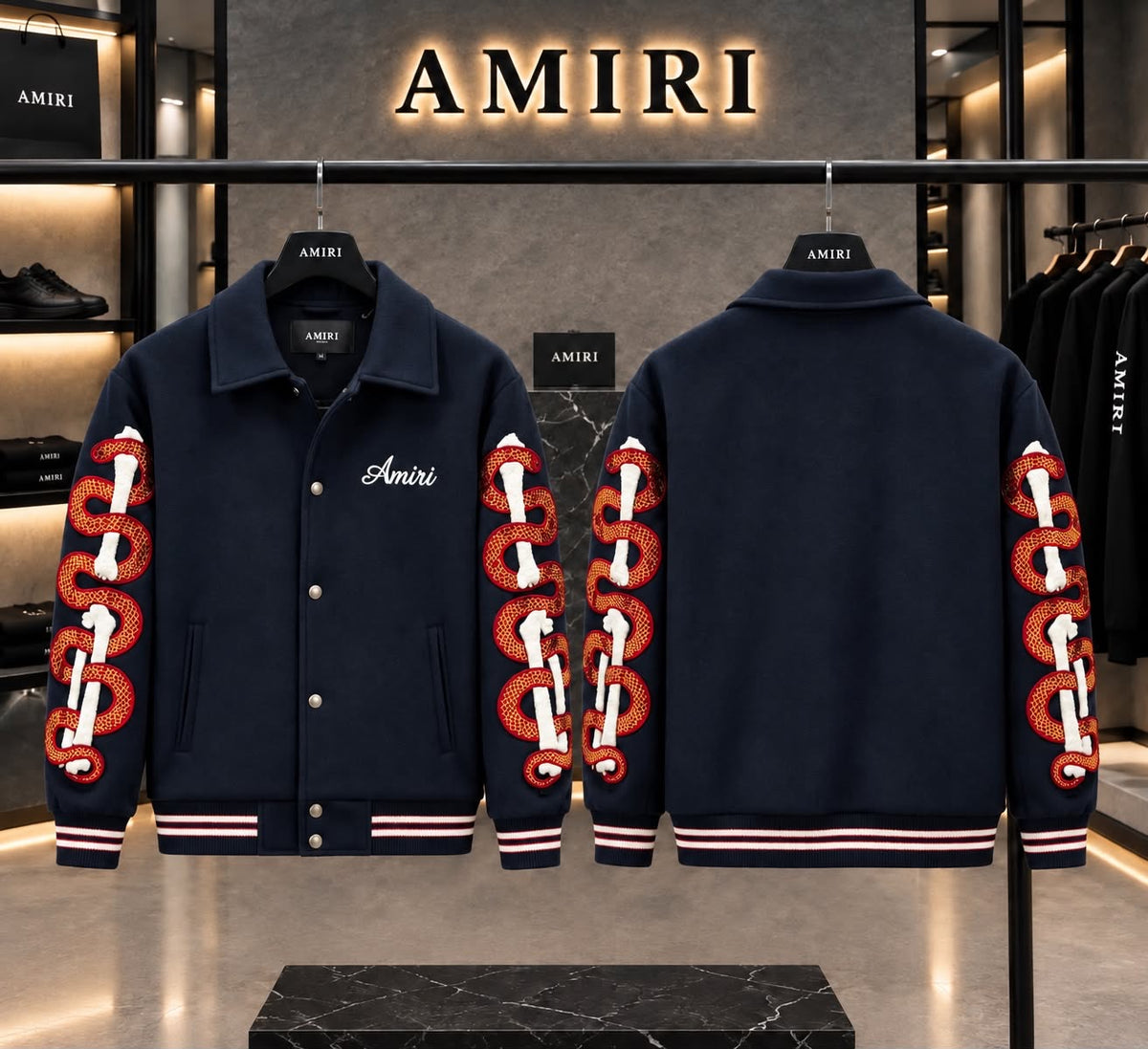 Amiri Premium Designer Varsity Jacket (Imported Suede Fabric)