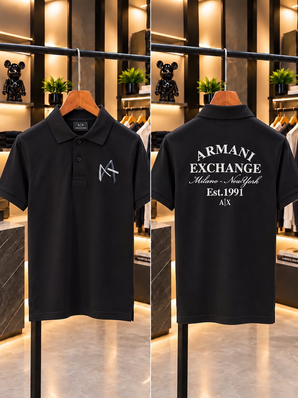 Armani Exchange 100% Imported Cotton Lycra Fabric Front Back Printed Very Premium Polo Neck Tshirt