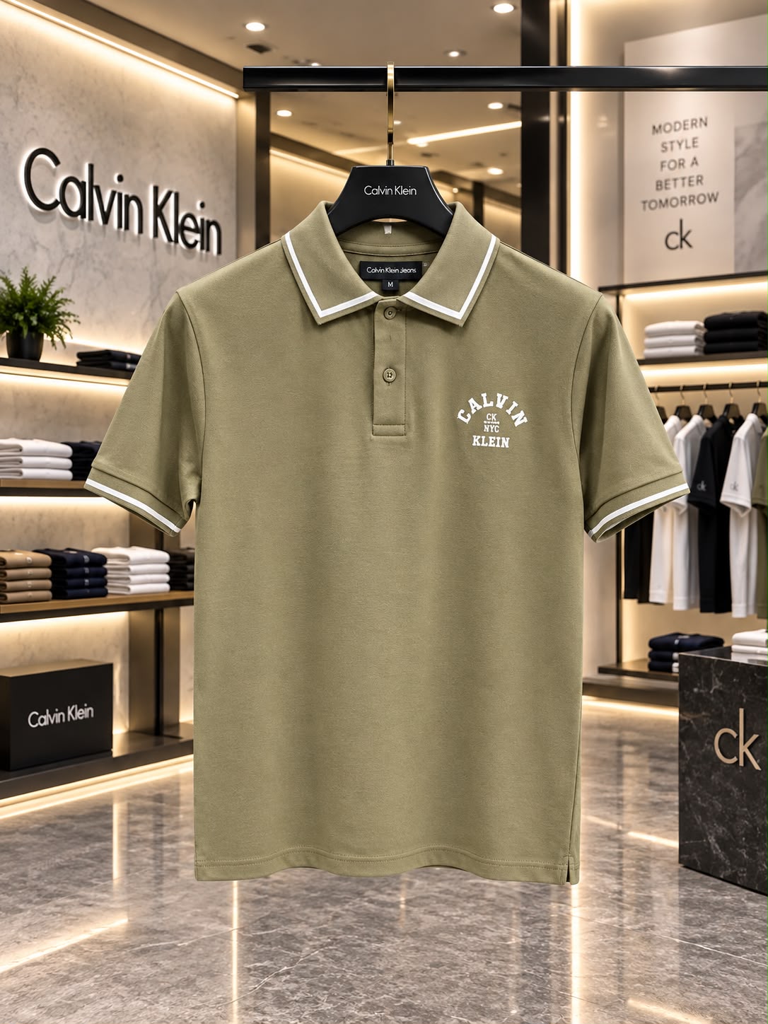 Calvin Klein  100% Imported Cotton Lycra Fabric Very Premium Polo Neck Tshirt
