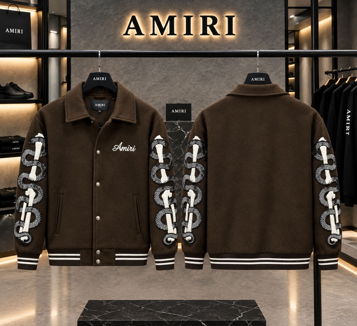 Amiri Premium Designer Varsity Jacket (Imported Suede Fabric)