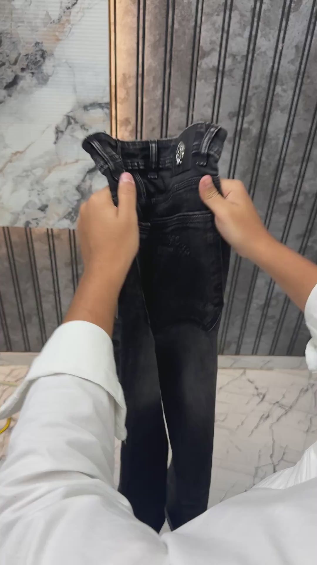 Philipp Plein Imported Dark Grey Shade Straight Fit Jeans