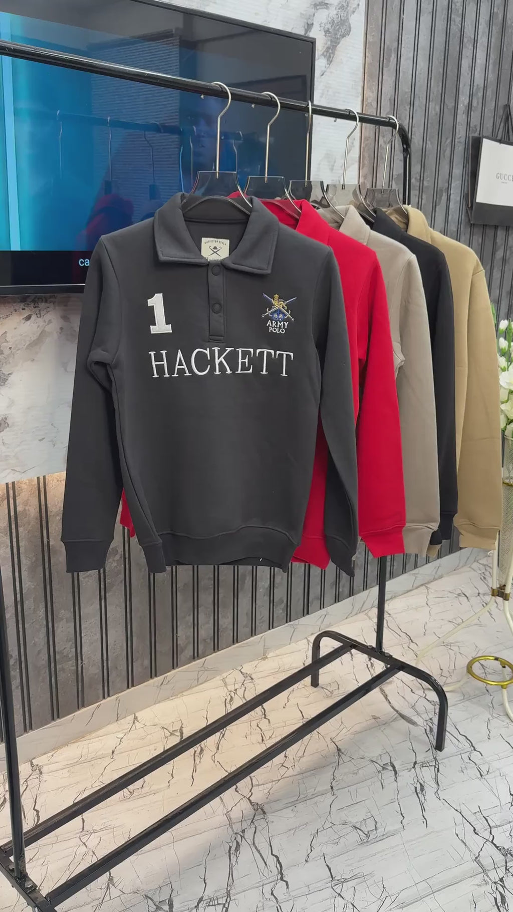 Hackett Imported Fleece Fabric Front Embroidery Embossed Sweatshirt