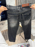 Philipp Plein Imported Dark Grey Shade Straight Fit Jeans